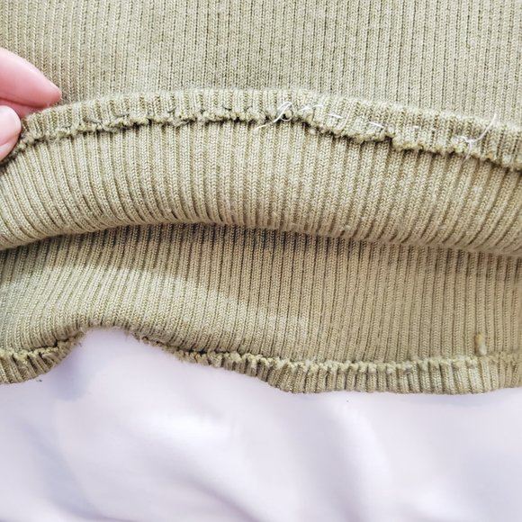 NEWPORT NEWS Jeanology Vtg 90s Pea Green Ribbed Midi Skirt GUC - Picture 2 of 4